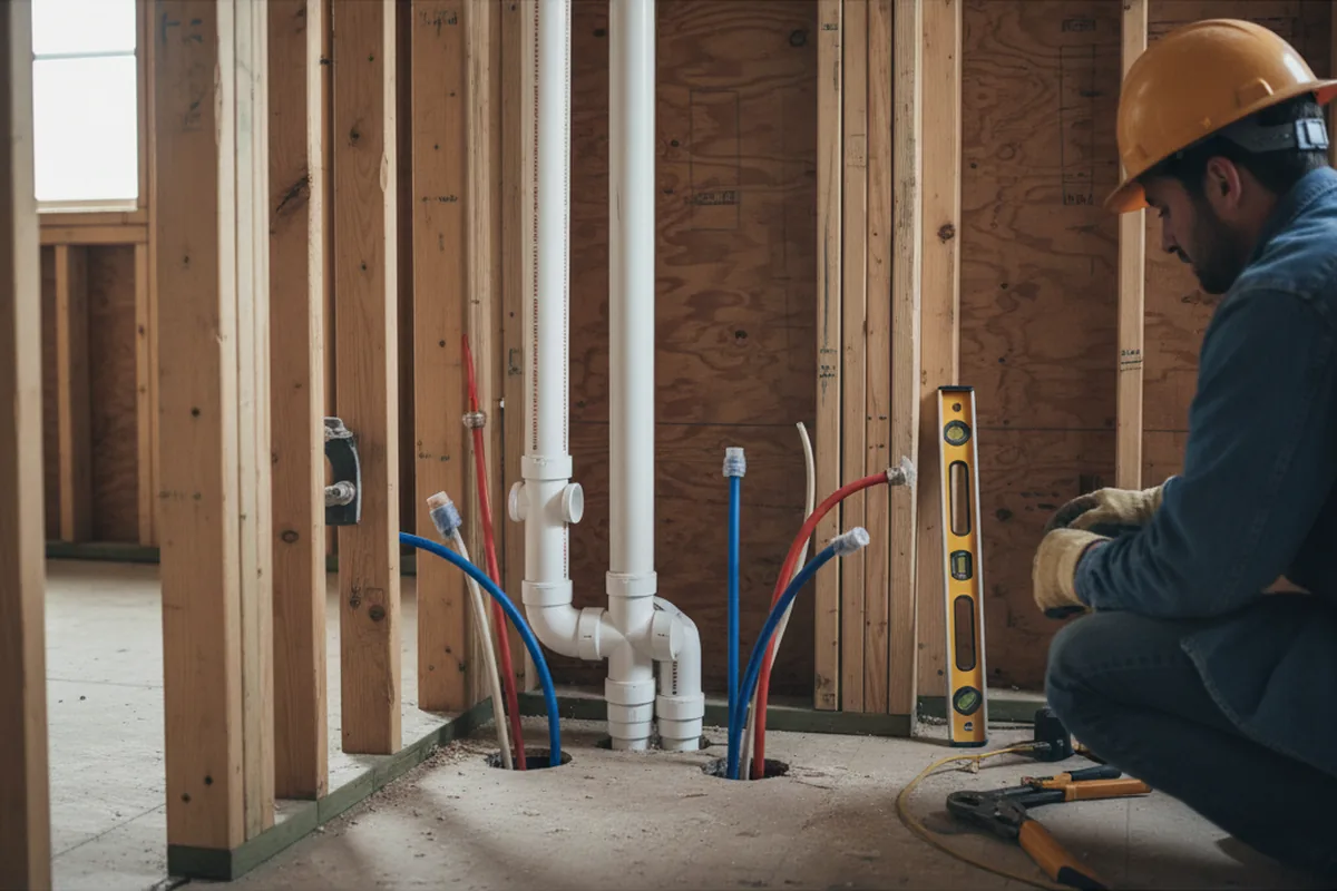 Drain and supply rough-in during Sump Pump Repair in Stonyford