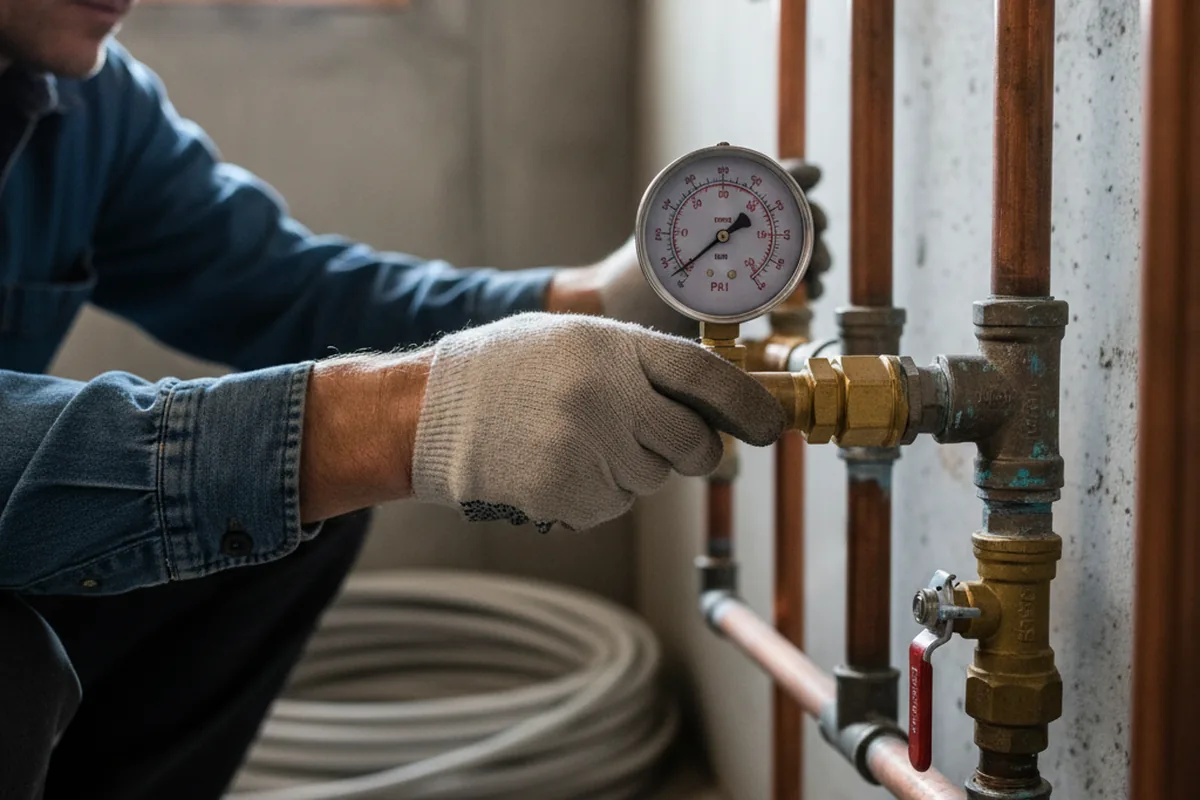 Pressure testing a repaired line during Water Line Repair in Stonyford